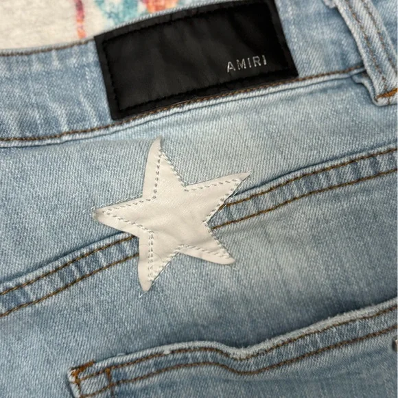 Amiri Star Patterned Light Blue Jeans